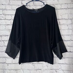 Express Black 3/4 Sleeve Blouse with Satin Detail Size Medium